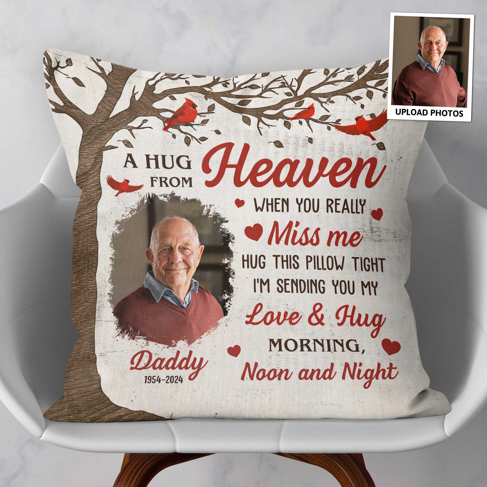 Memorial A Hug From Heaven - Personalized Photo Pillow