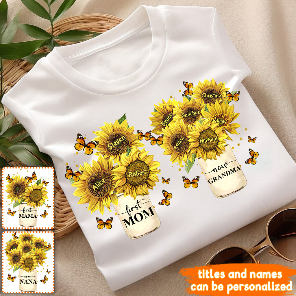 First Mom Now Grandma - Personalized Grandma T-shirt