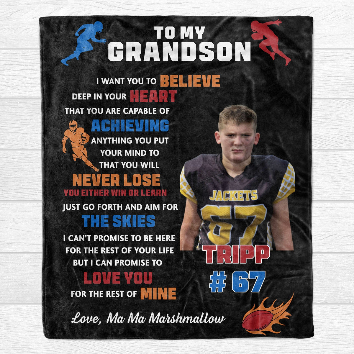 Personalized Custom Photo Football Blanket