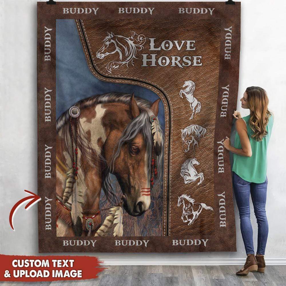 Upload Image Love Horse Personalized Blanket