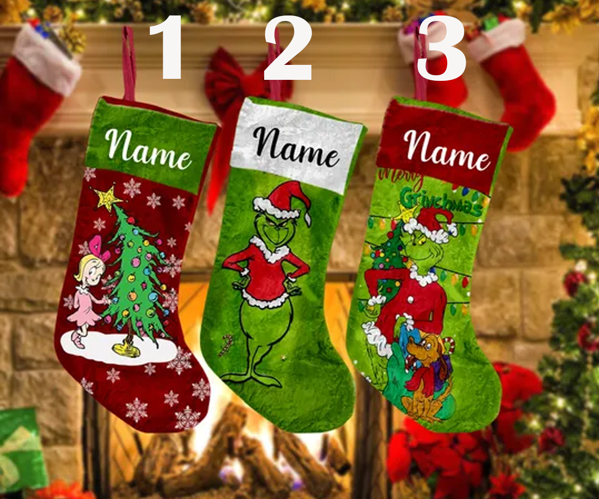 Personalized Green Monster Stole Christmas 2024 Stocking