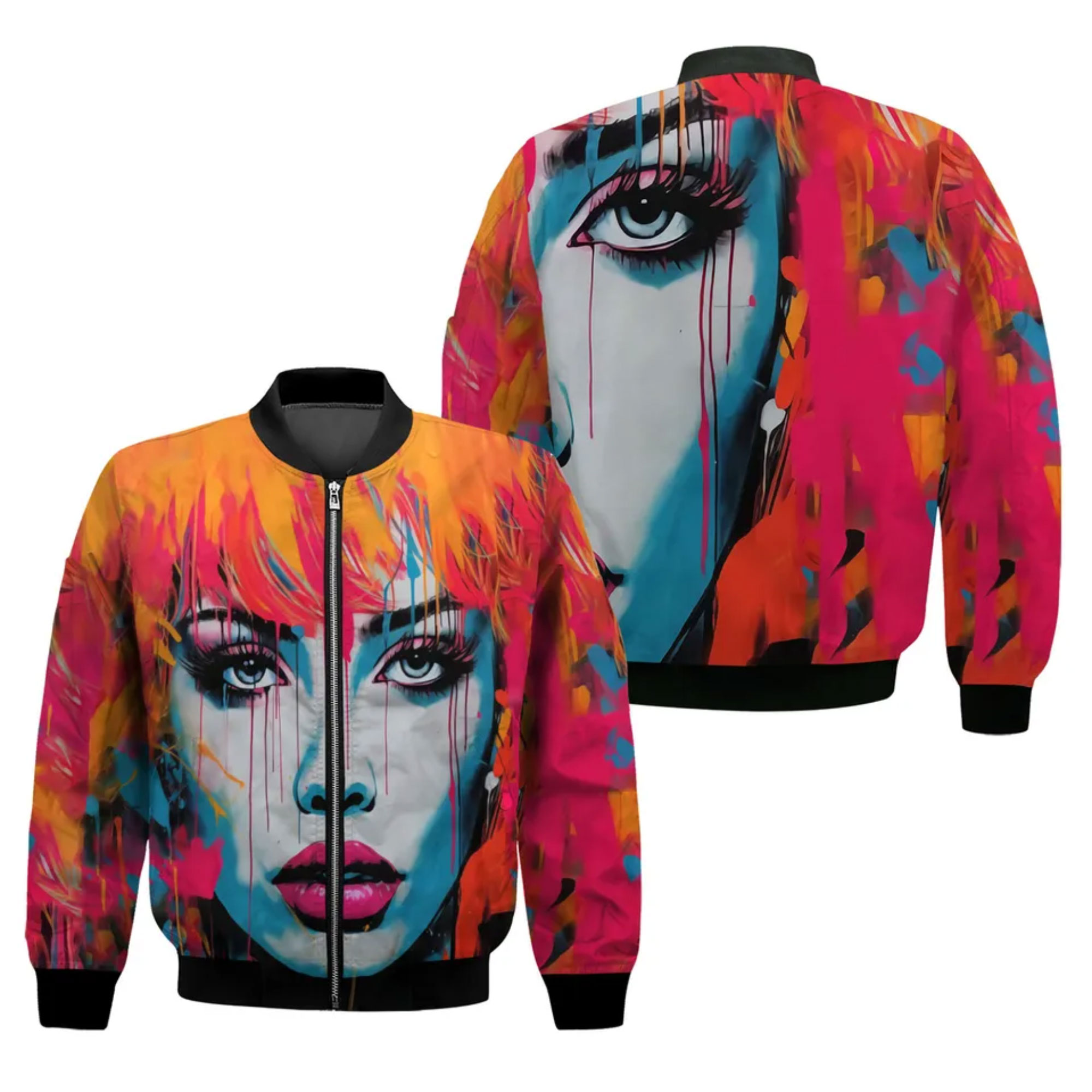 Mixed Media Graffiti Portrait Men's Bomber Jacket