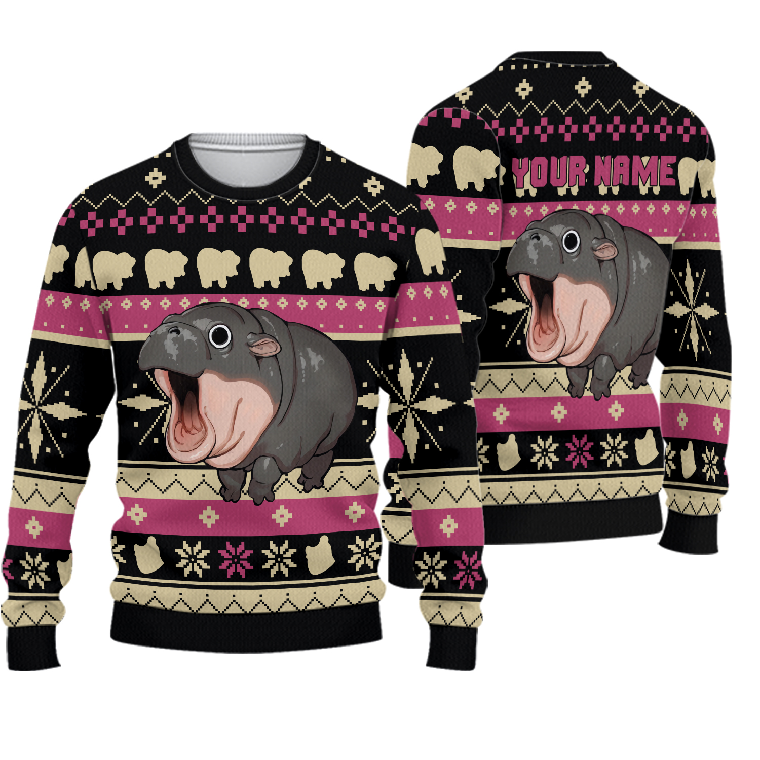 Moo Deng Ugly Sweater, Christmas Moodeng Sweater