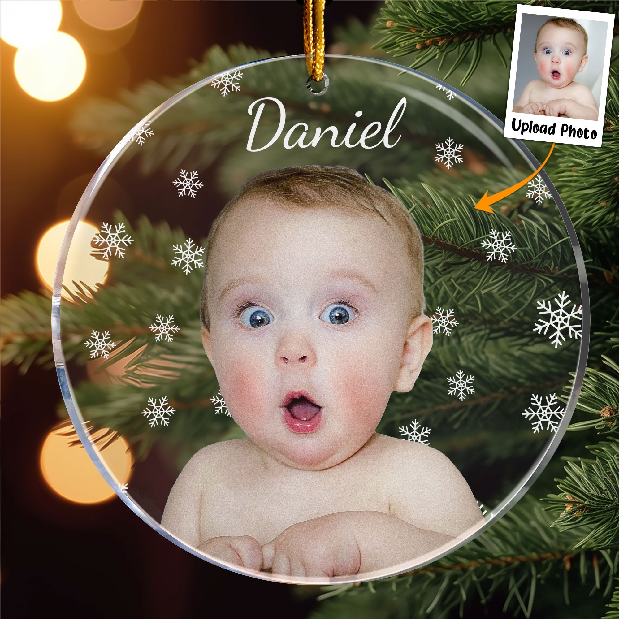Christmas Photo - Personalized Babys Photo First Christmas Acrylic Ornament
