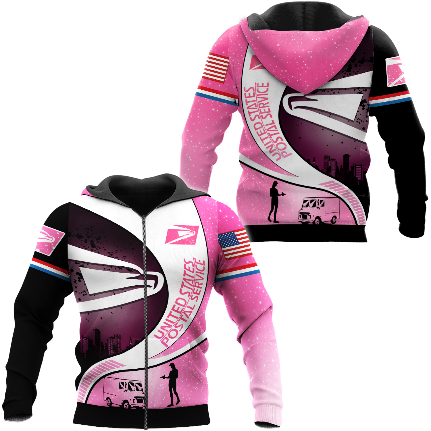 Love Postal Worker Zip Hoodie, United Sps 3d Printed Zip Up Hoodie