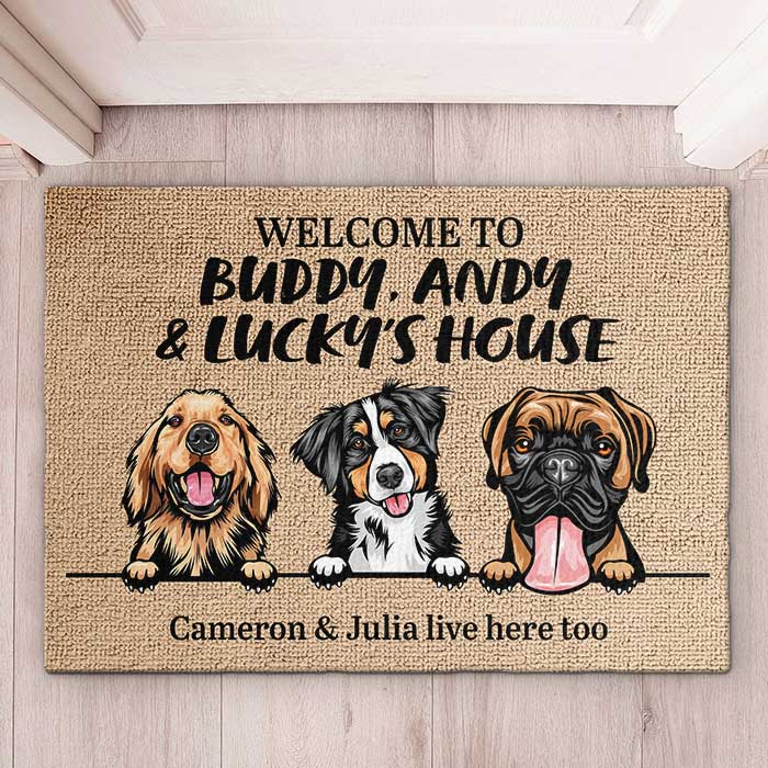 Funny Personalized Welcome Mat - Dog Friendly