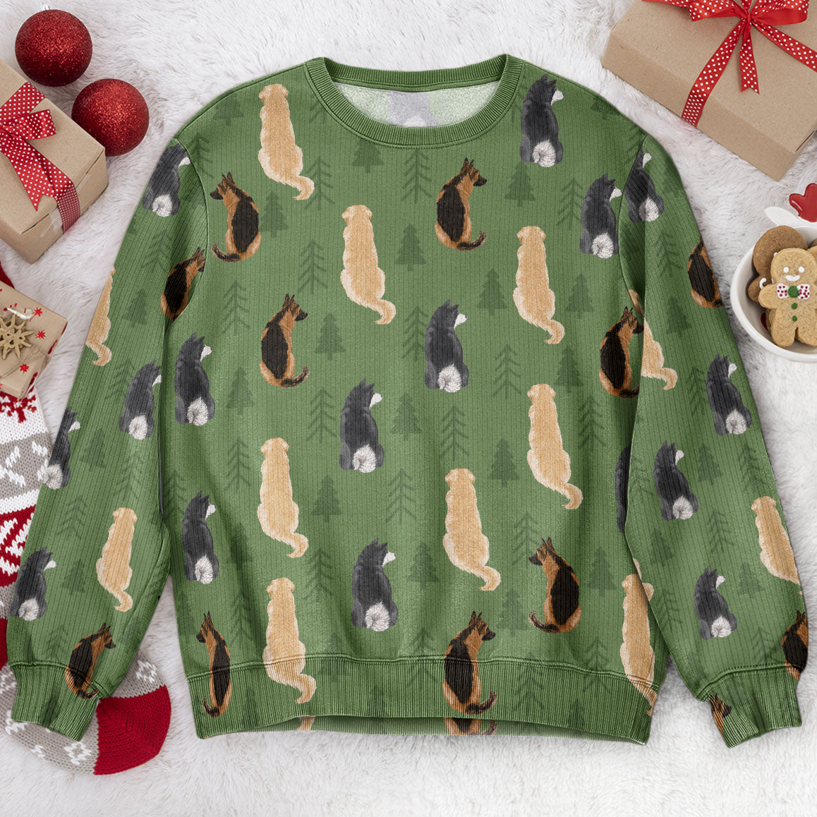 Sitting Pet Christmas Time - Personalized Ugly Sweatshirt