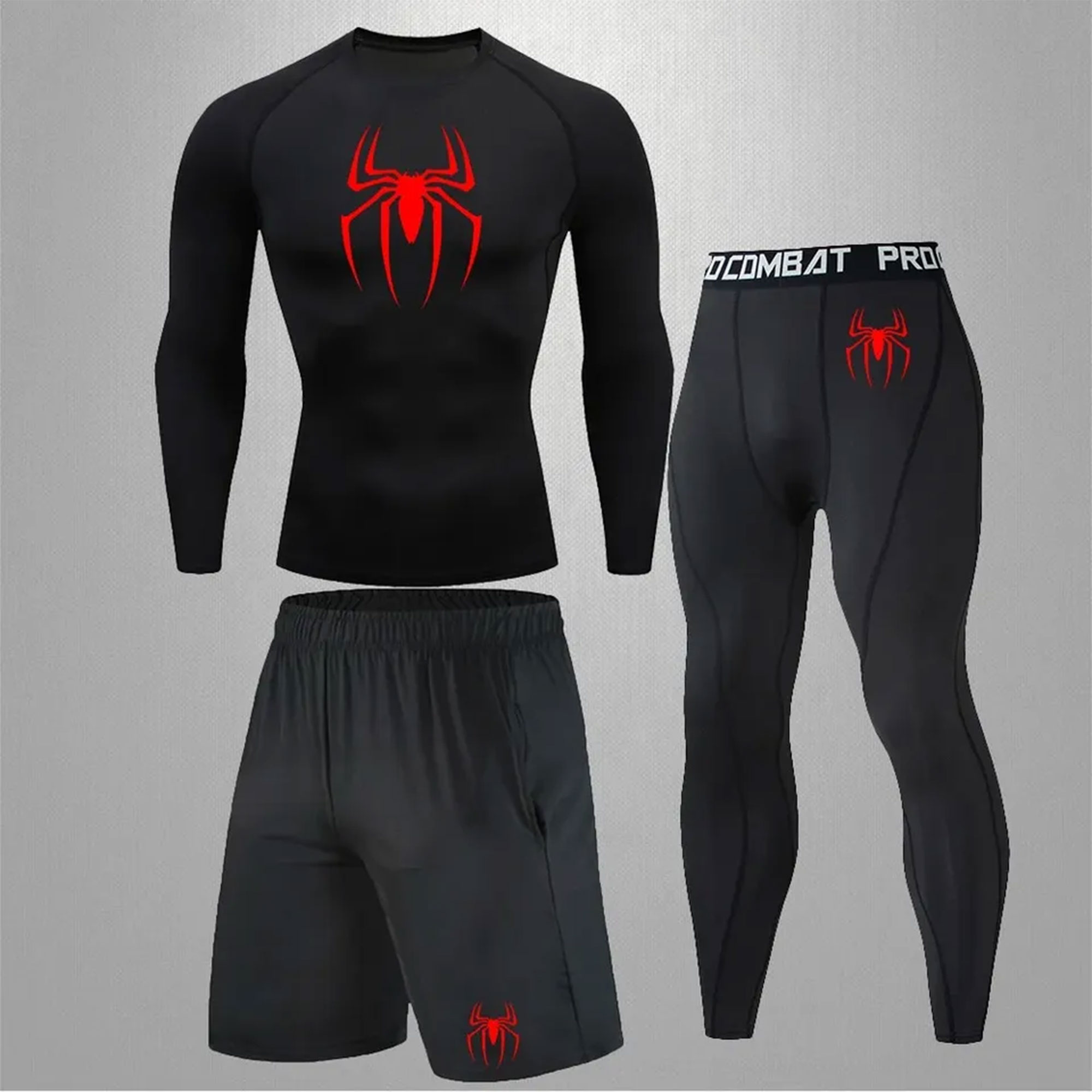 Spider Men's Tracksuit Compression Sport Suit Gym Fitness Clothes Running Jogging Sport