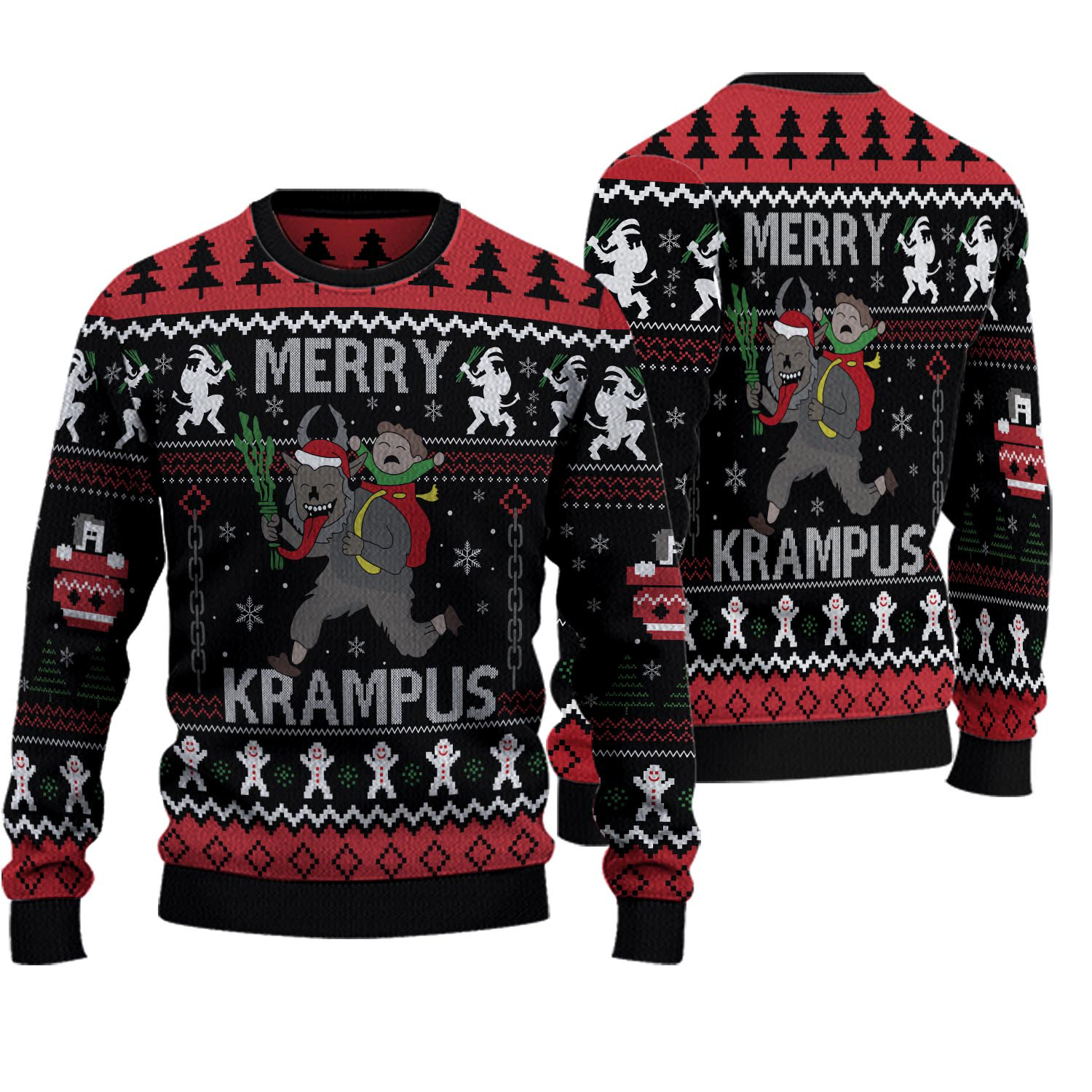 Krampus Ugly Knitted Christmas Sweatshirt, Krampus Xmas Sweater, Christmas Sweater