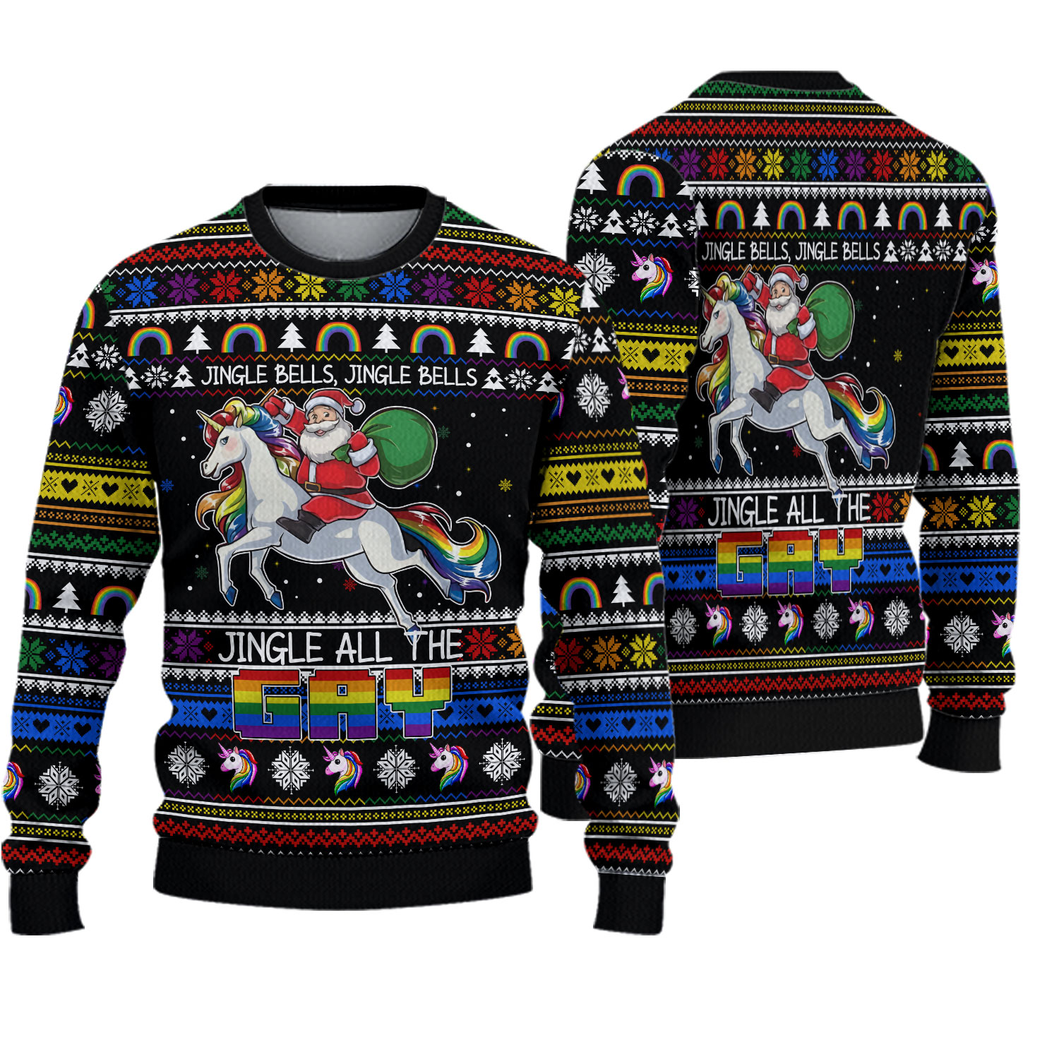 Gay Santa Claus Ugly Christmas Sweater - Jingle Bells Design