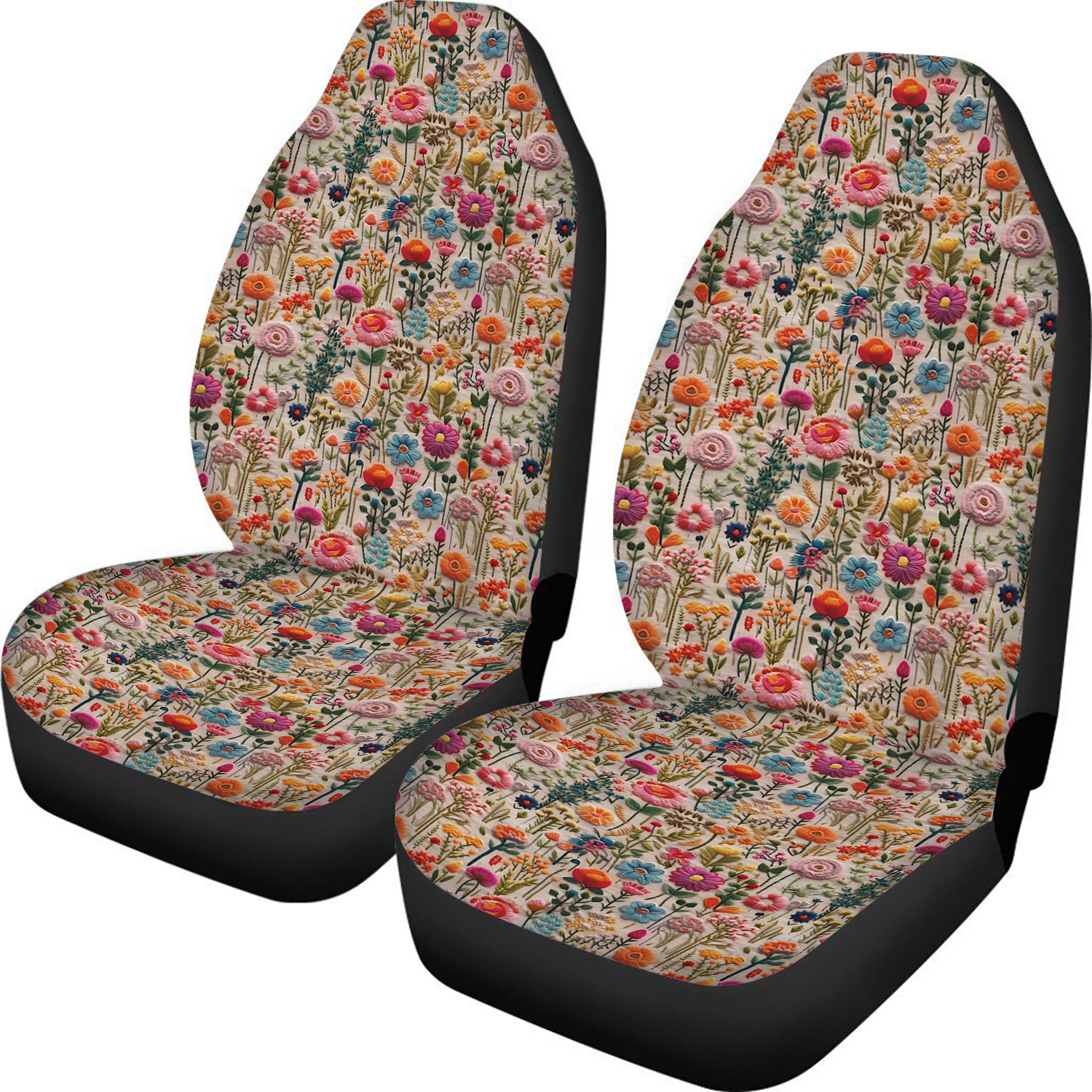 Rainbow Flower Meadow Cottagecore Car Seat Covers