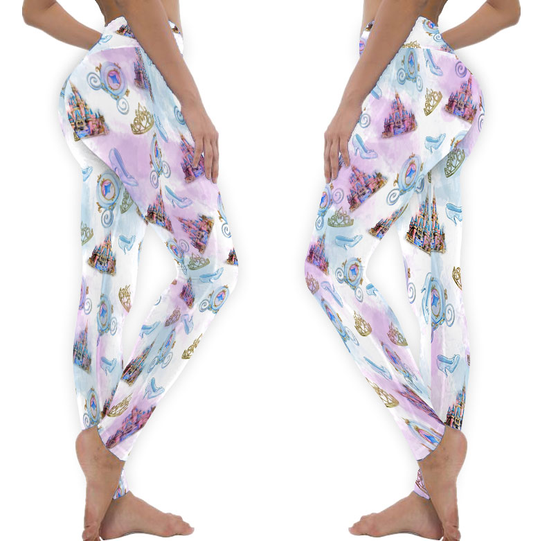 Watercolor Cinde Magic Castle Princess Mother's Day Legging