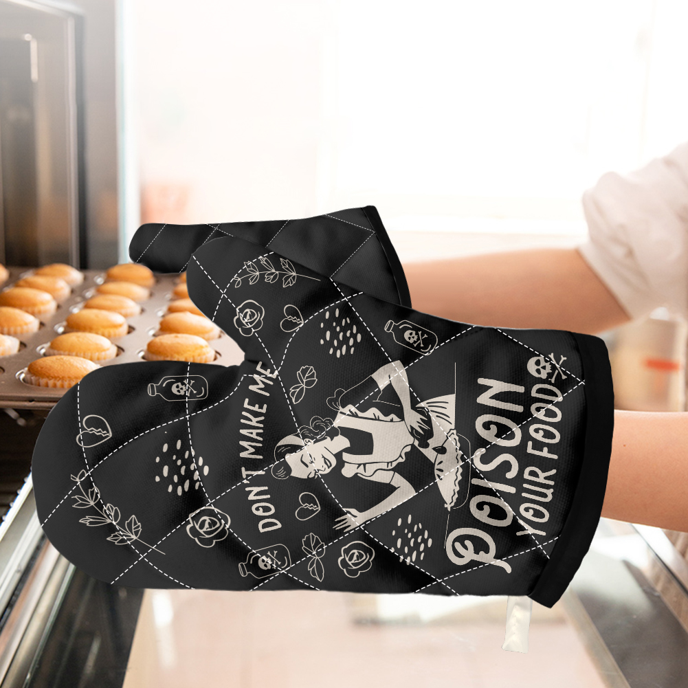 Don't Make Me Poison Your Food Oven Mitt, Housewarming Gift, Pot Holder, Christmas Gift, Hostess Gift