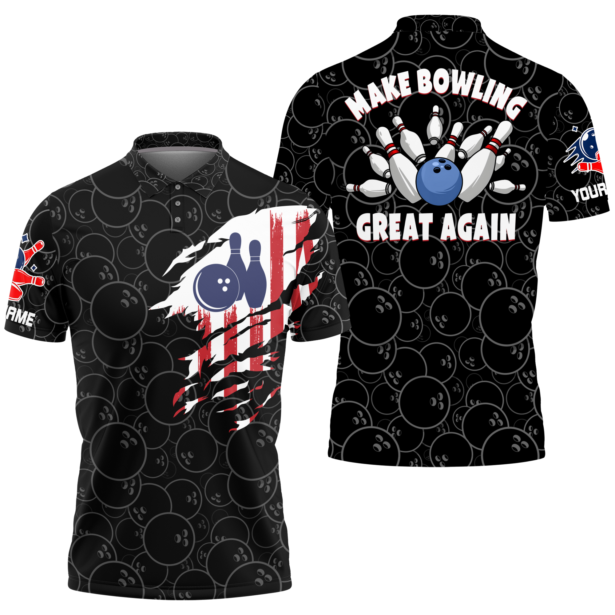 Custom Make Bowling Great Again Bowling Polo Shirts