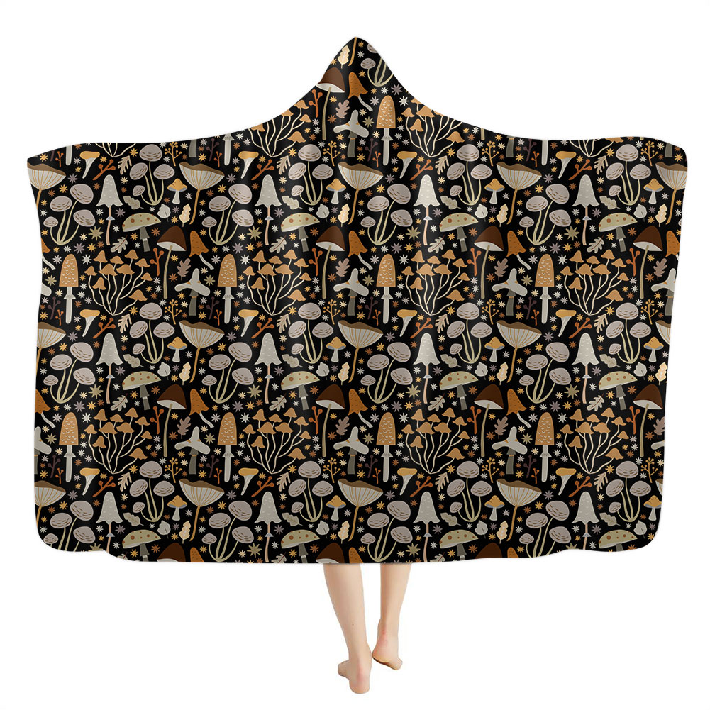 Mushroom Cottagecore Hooded Blanket
