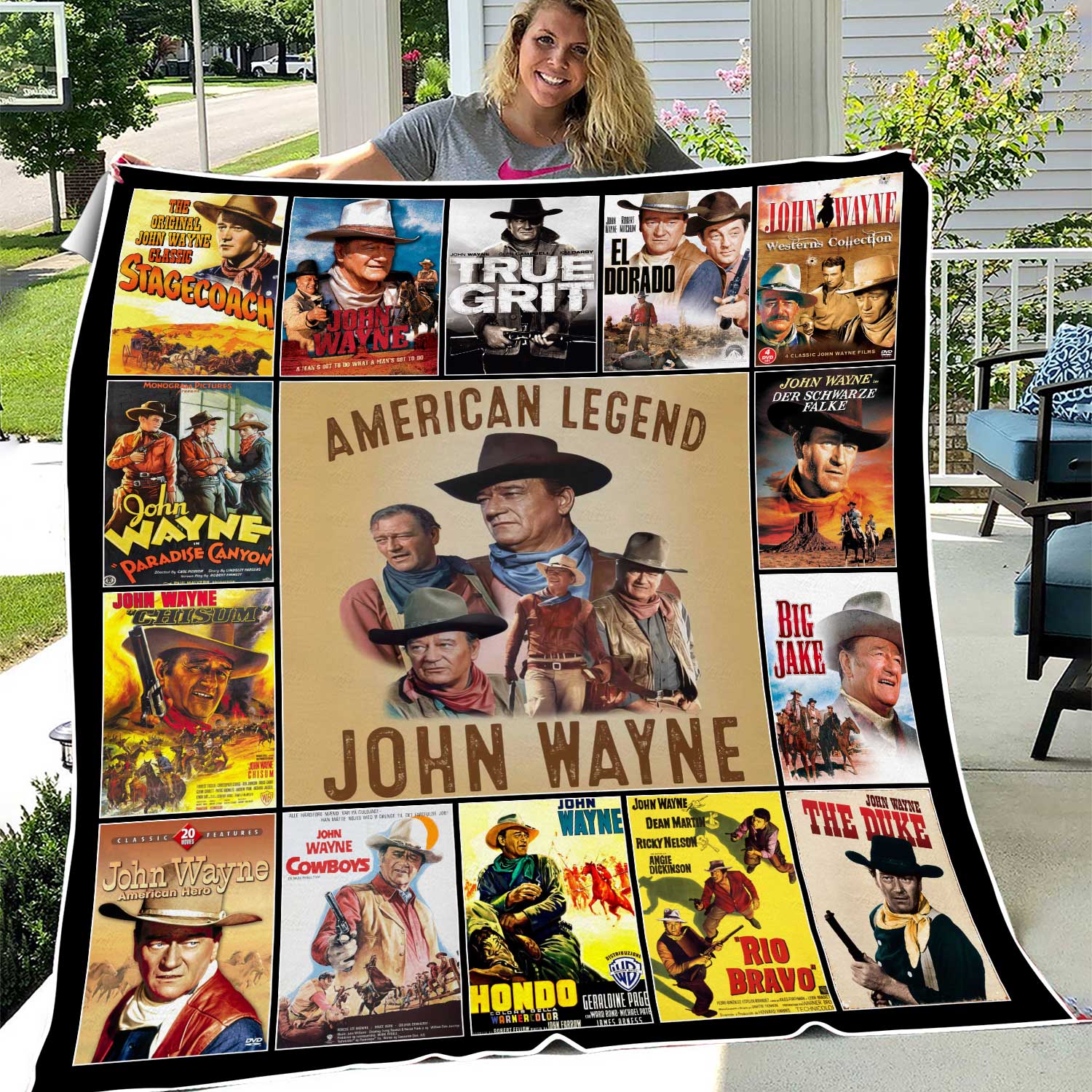 The Hero American Legend Fleece Blanket, Cowboy Blanket, Western Movie Blanket