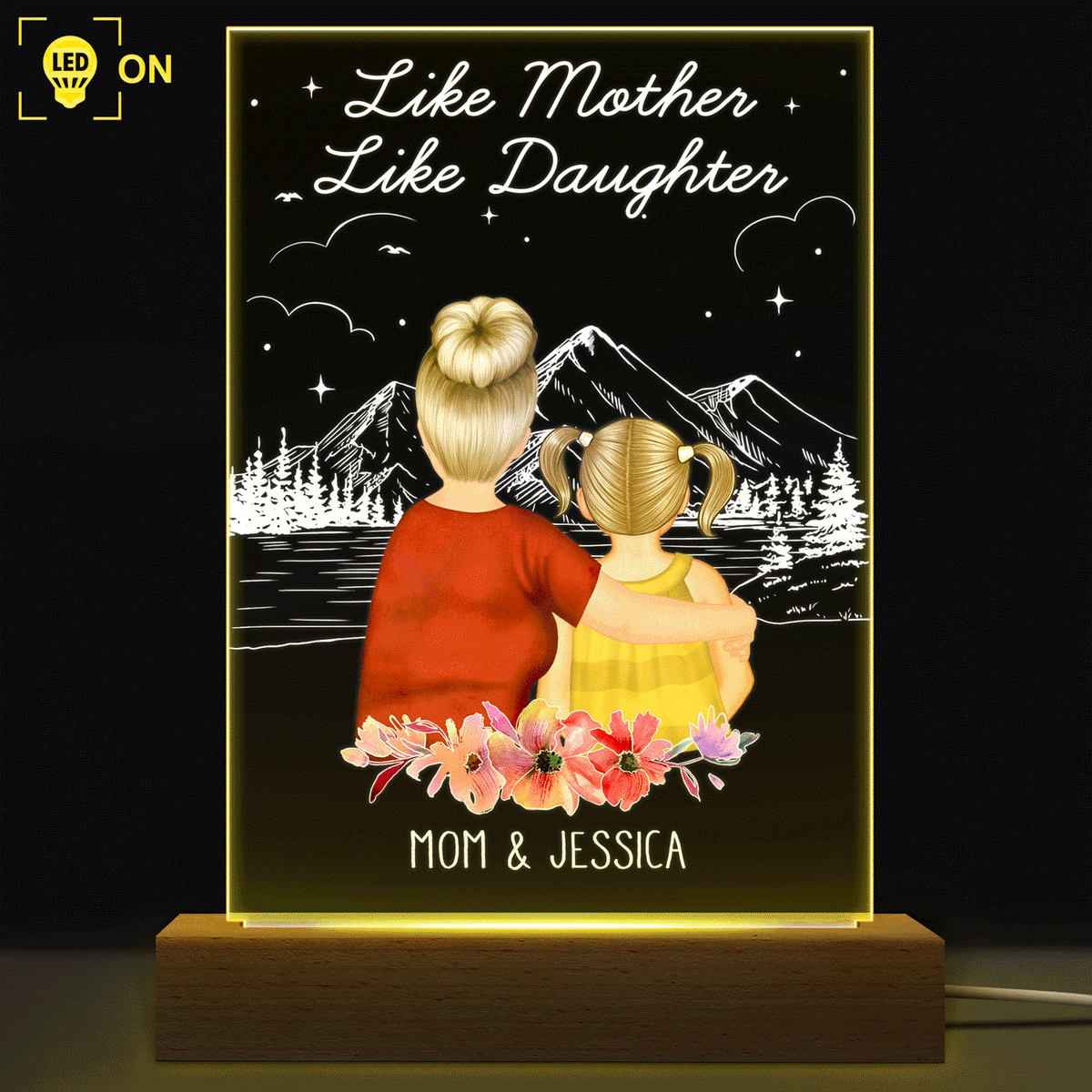 Like Mother Like Daughter - Gift For Mother Daughter - Personalized Custom Led Night Light