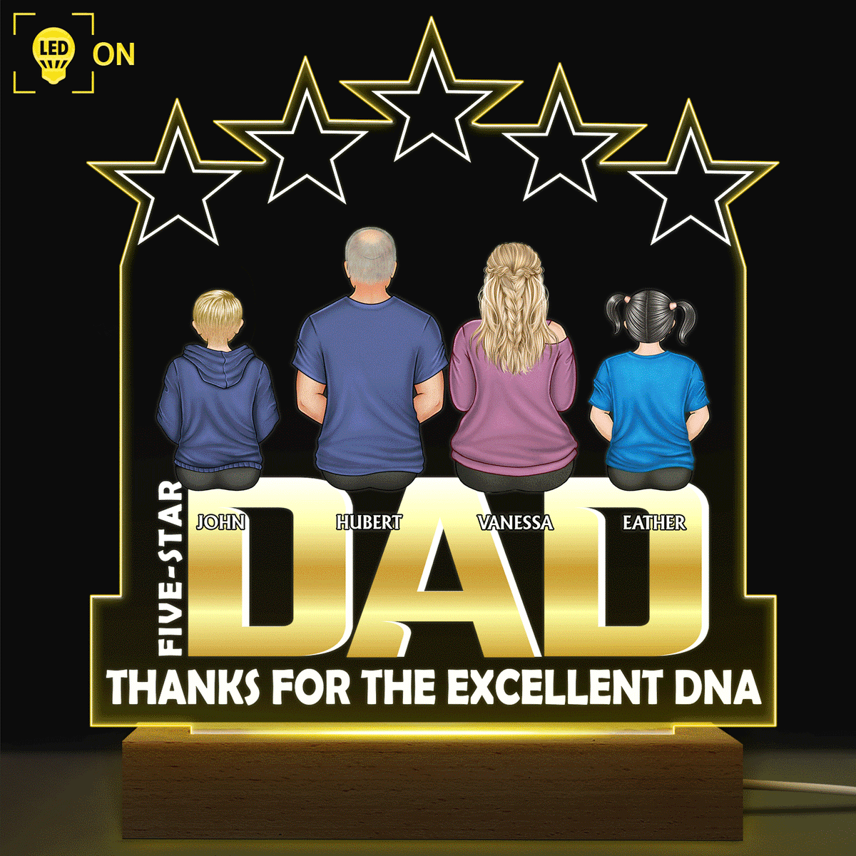 Thanks For The Excellent DNA Gift For Father, Grandpa Personalized Led Night Light
