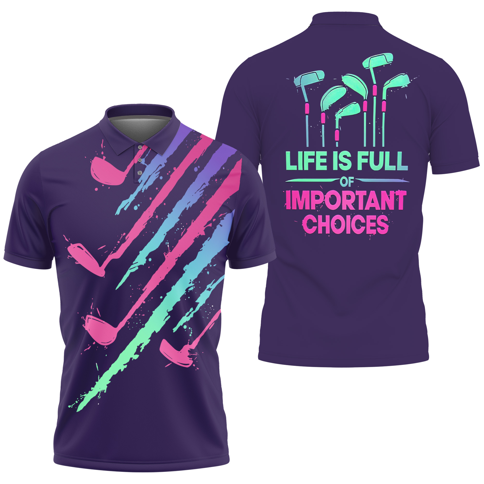 Gradient Life Is Full Of Important Choices Women Polo Shirt, Sleeveless Golf Polo Shirt