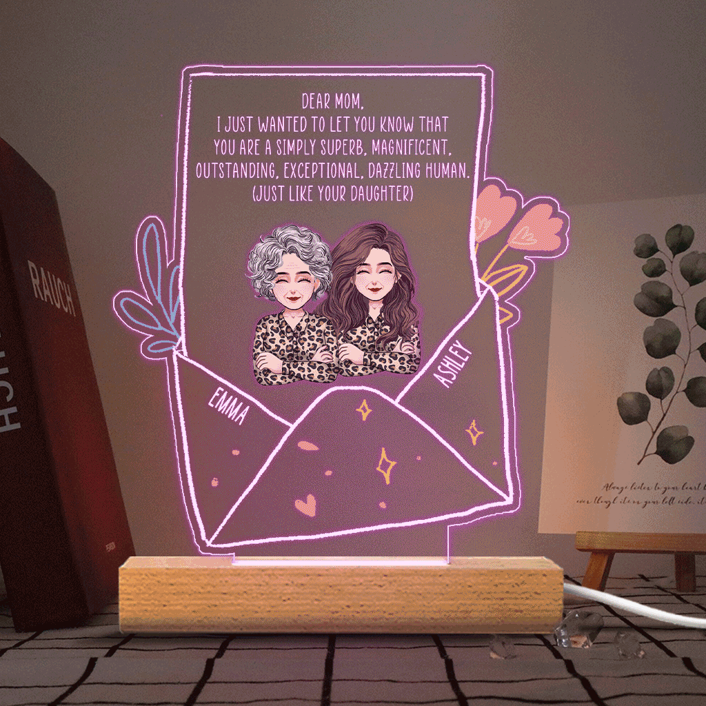 Discover Dear Mom - Personalized Mother's Day Mother Shaped Plaque Light Base