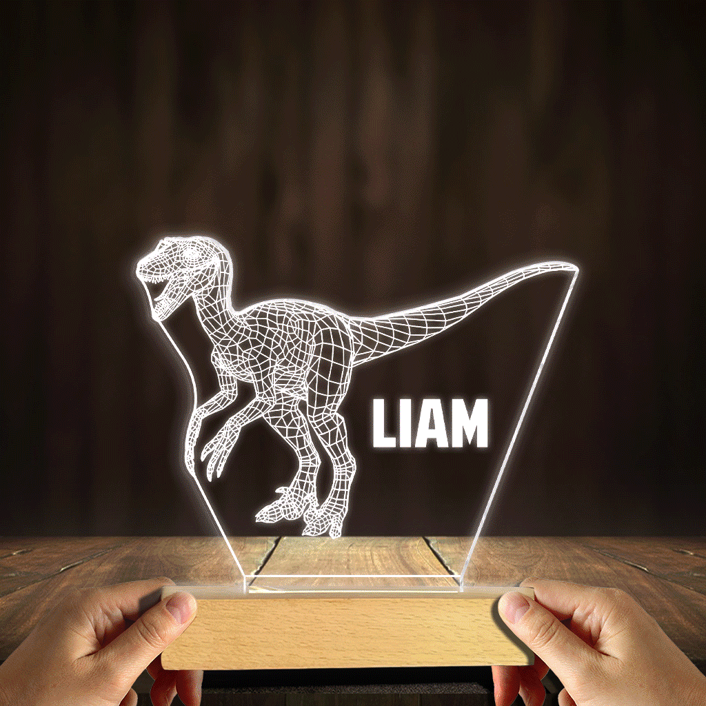 Discover Dinosaur Baby - Personalized Dinosaur Shaped Plaque Light Base