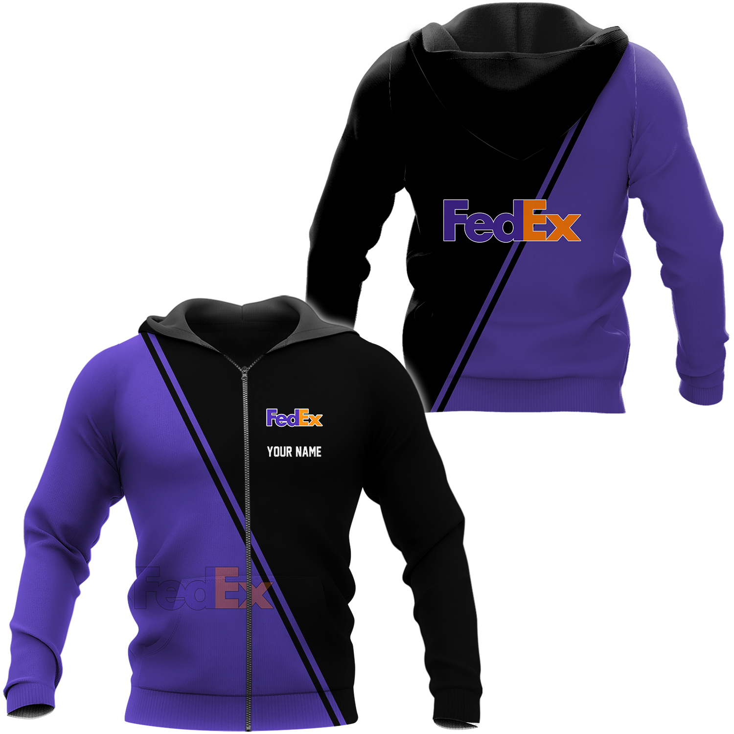 Personalized Fedex Hoodie, Fedex Ground 3d Printed Zip Hoodie