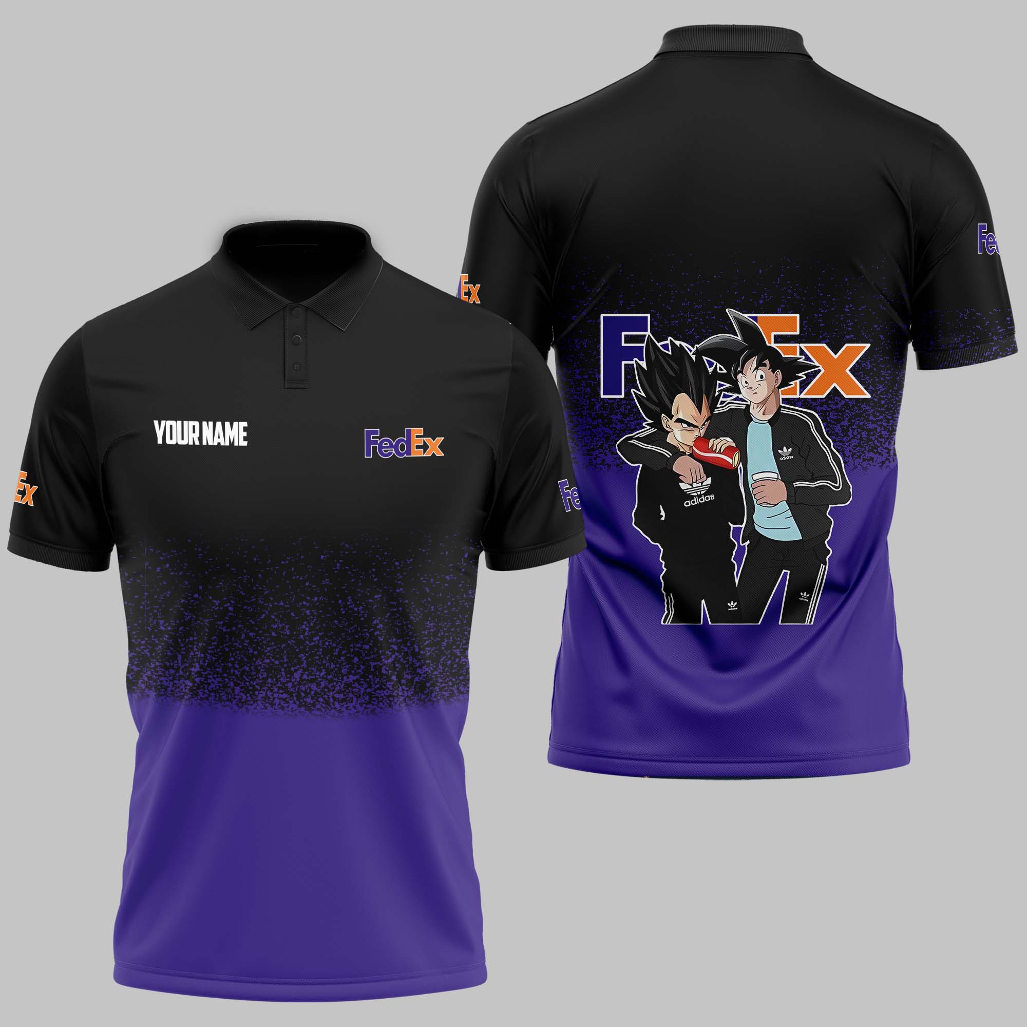 Personalized Dragon Ball Goku And Vegeta Fedex Polo Shirt, Fedex Ground 3d Printed Polo Shirt