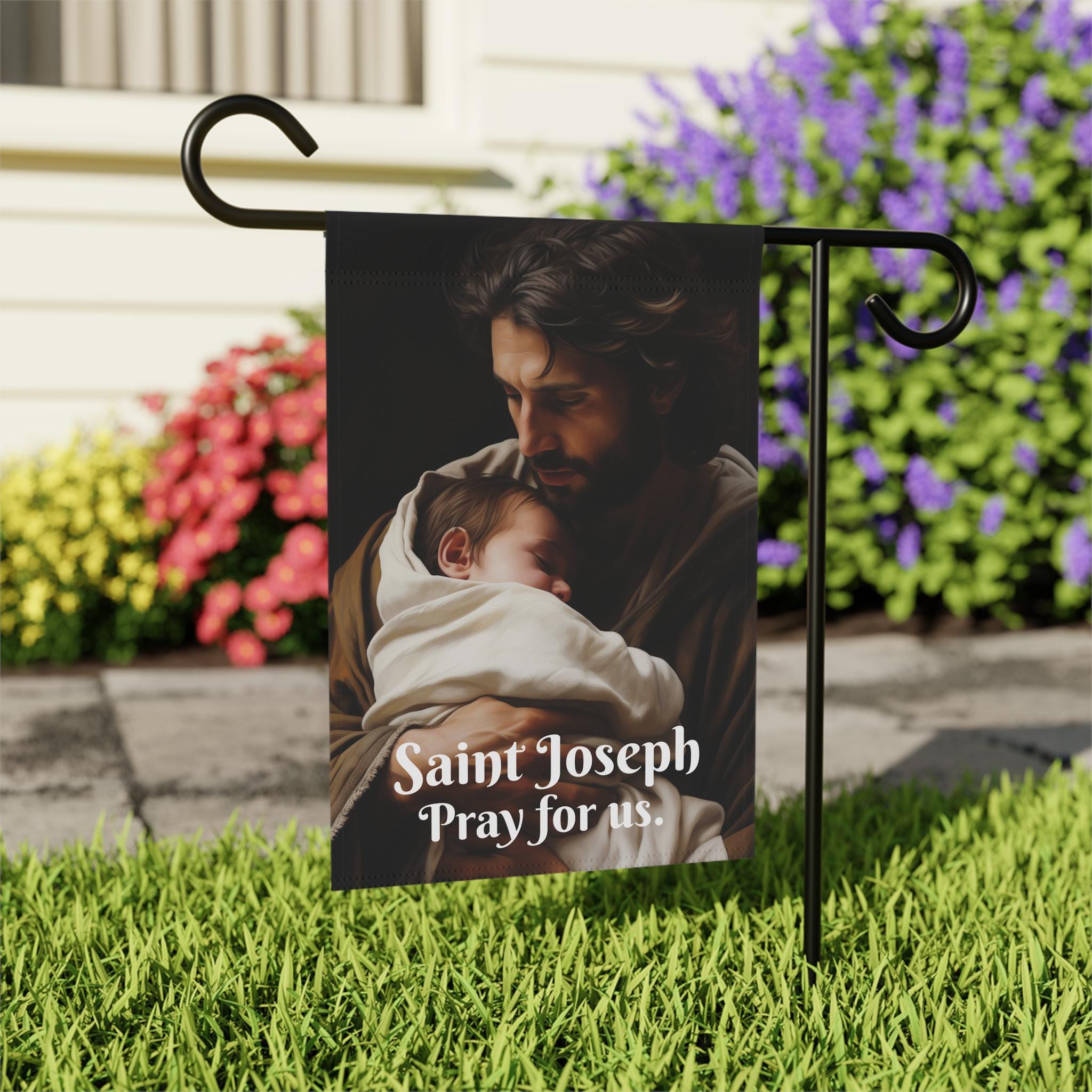 Saint Joseph Print Garden Flag, Catholic St Joseph Banner, Catholic Outdoor Decor