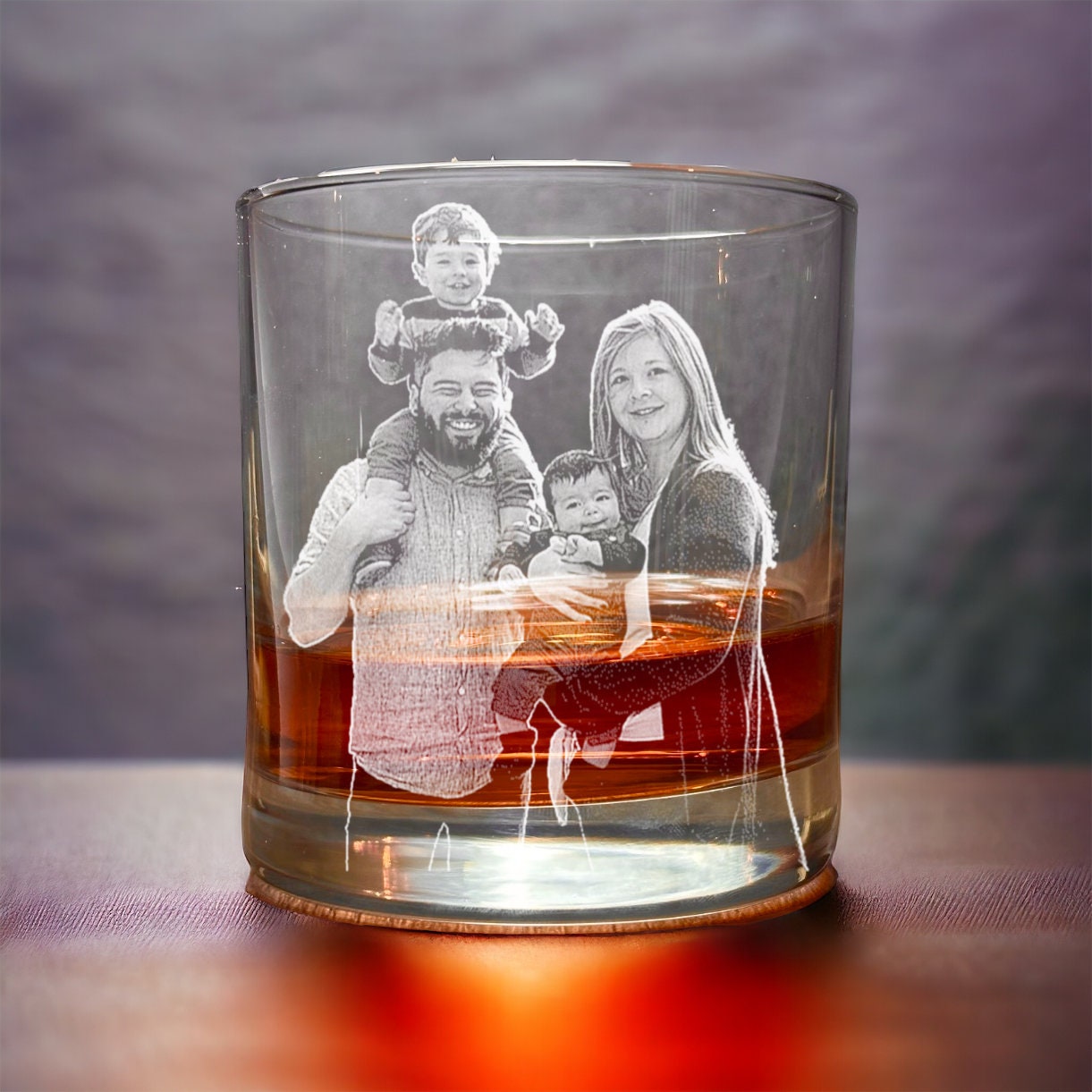 Engraved Photo Glass - Rocks Glass - Personalized Glass With Your Photo