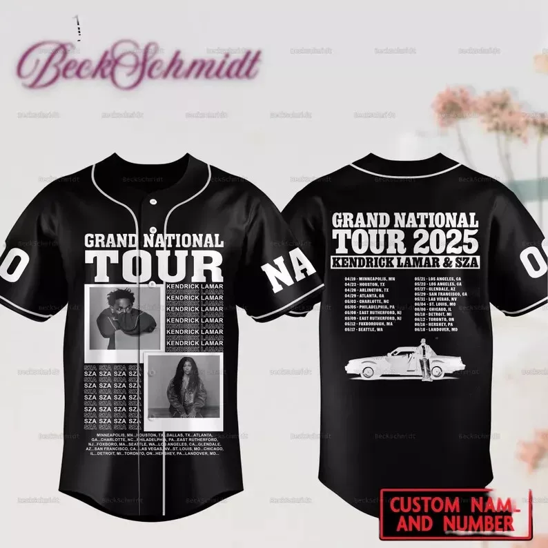 Kendrick Lamar Sza Grand National Tour 2025 Baseball Jersey