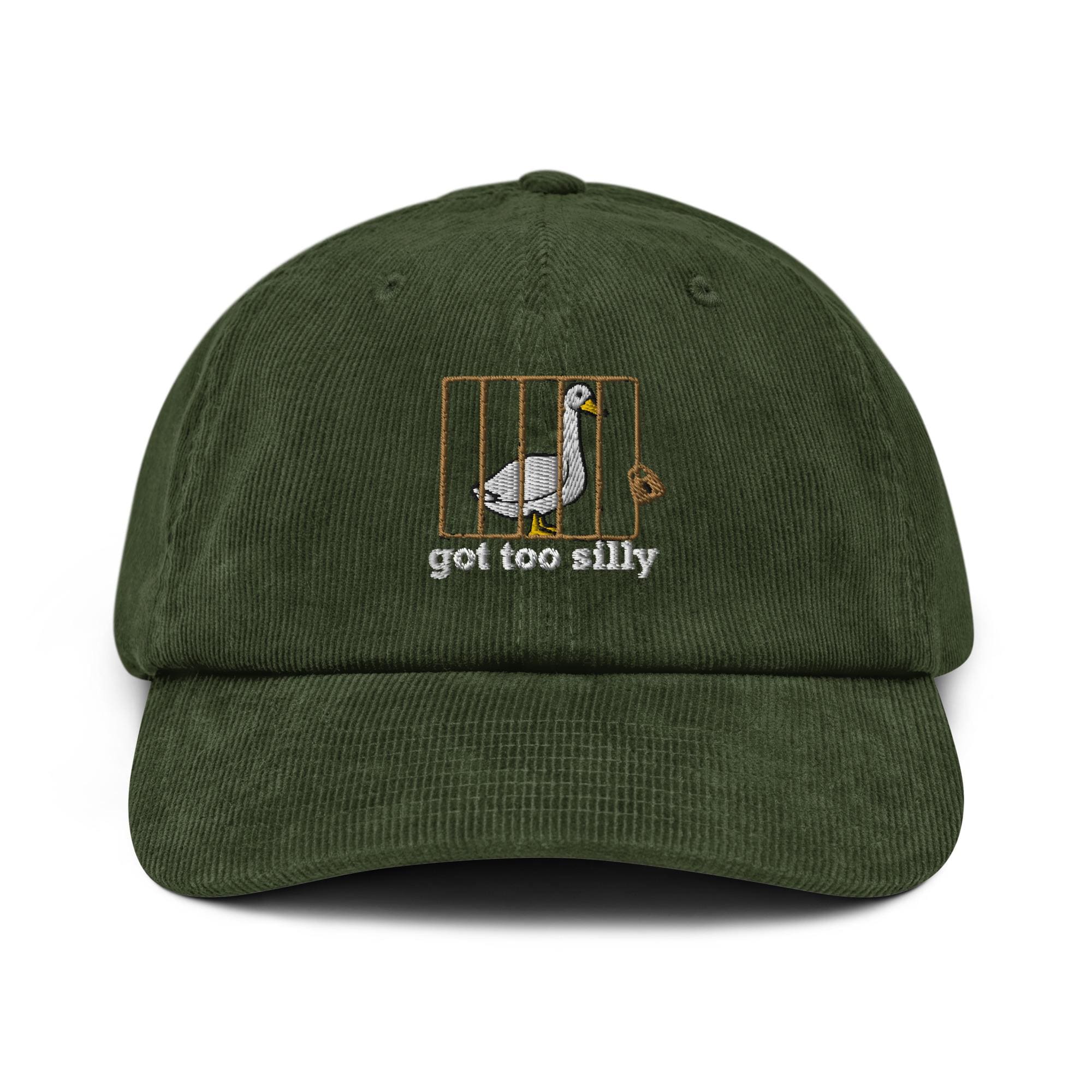 Embroidered Silly Goose Corduroy Hat Embroidery Goose Cap