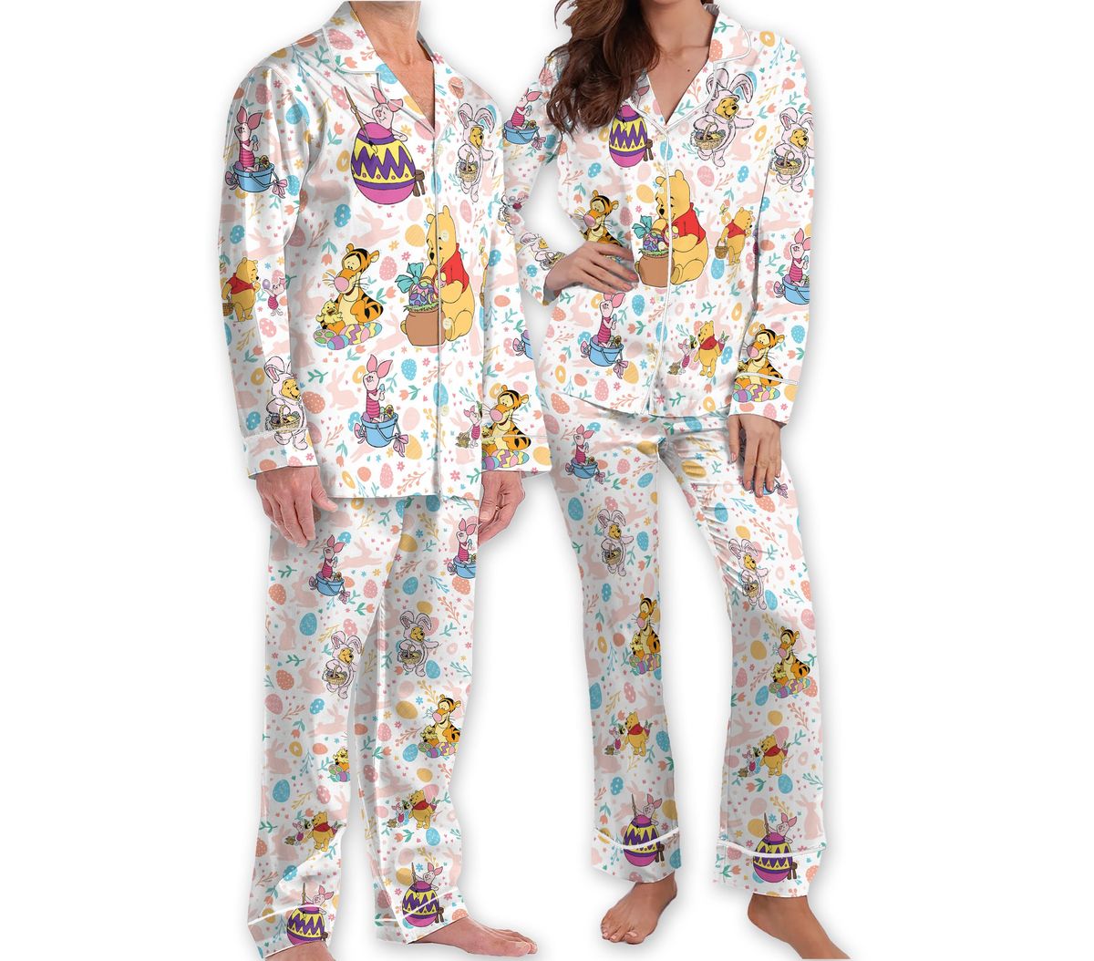 Cute Pooh Easter Pajamas Easter Bunny Adult Pajamas Sets