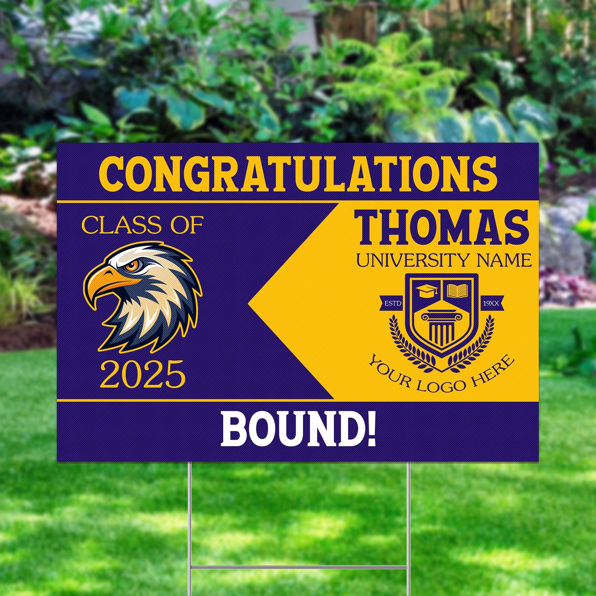 College Bound Yard Sign, College Logo Sign, Custom College Yard Sign, University Bound Yard Sign