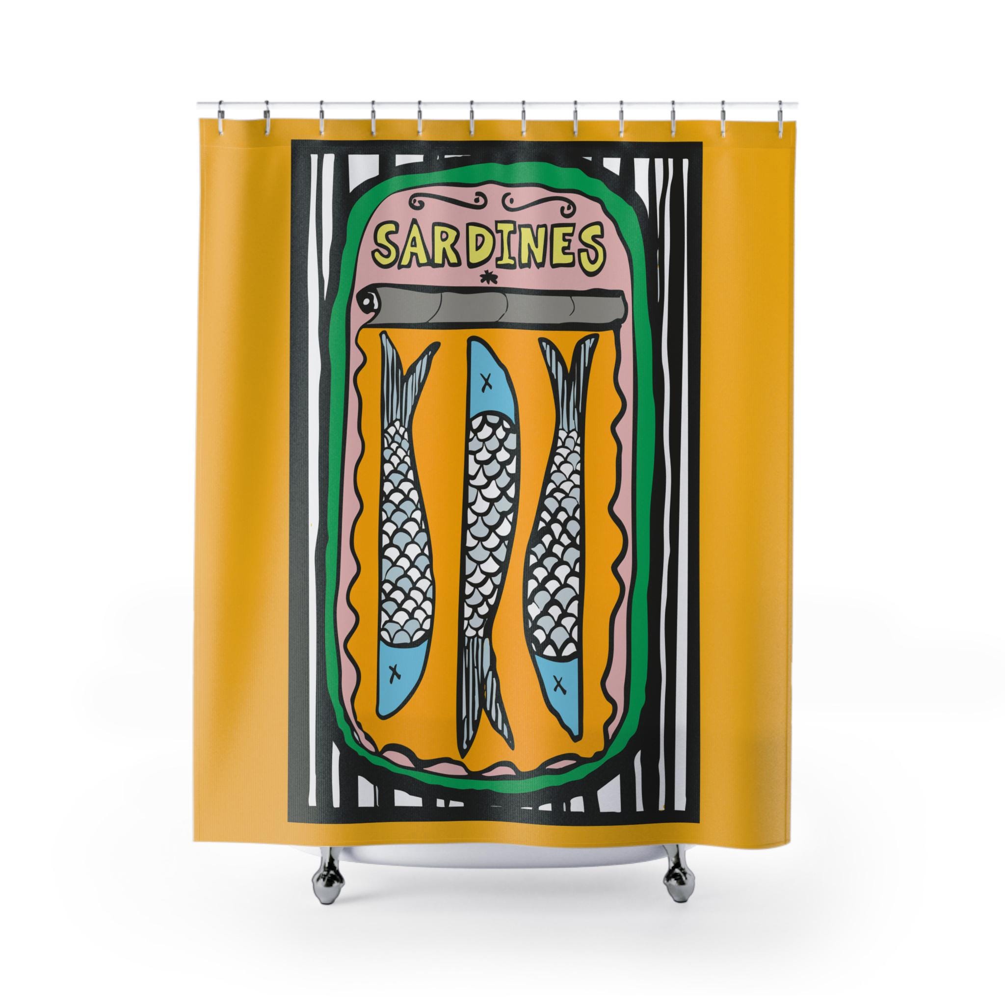 Vintage Sardine Shower Curtains, Bathroom Decor
