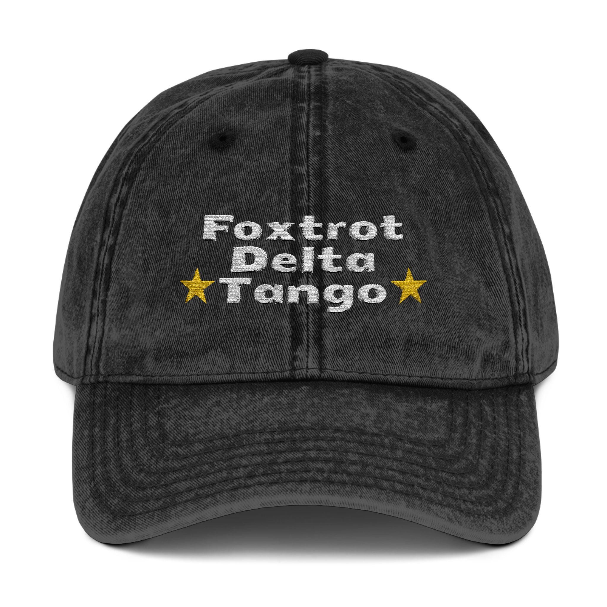 Foxtrot Delta Tango  With Patriotic Stars Vintage Cap, Embroidered Dad Hat, Unisex Cap Casual Wear, Gift For Trendsetters, Cool Accessories