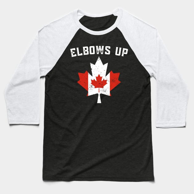 Elbows Up Canada Baseball Tee, True North Strong And Free, Canadian Hockey Culture