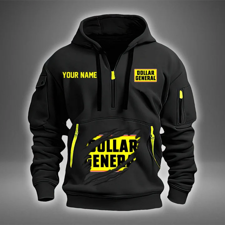Dollar General Black Quarter Zip Hoodies Pullover Tactical Hooded Sweatshirt Xths2843