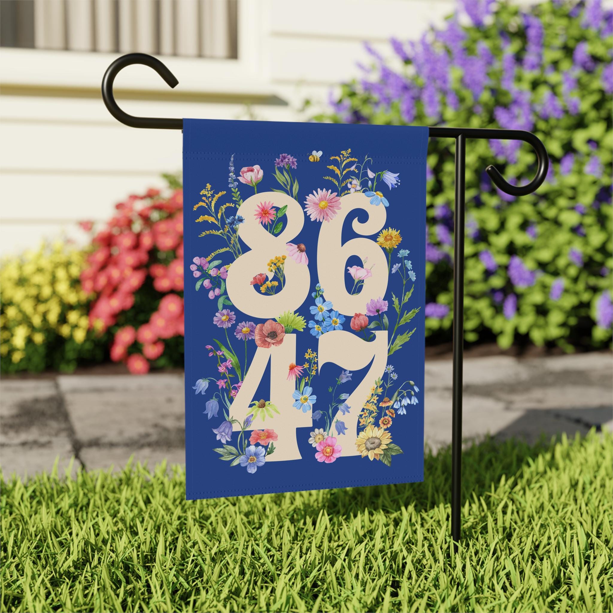 Retro 8647 Subtle Anti Trump House Garden Flag, Anti Maga Fascism