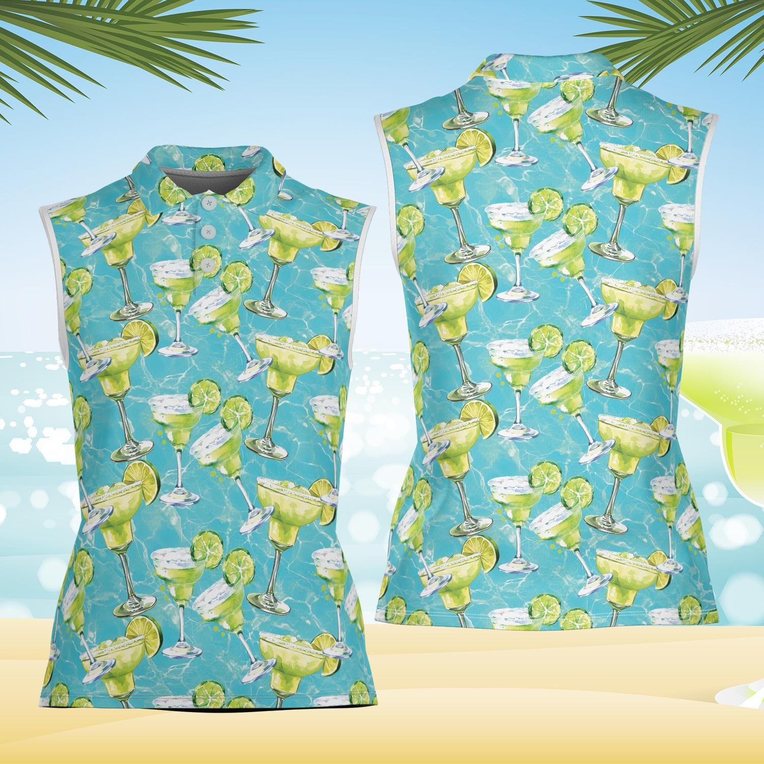 Margarita Cocktail Polo Shirt, Summer Golf Polo
