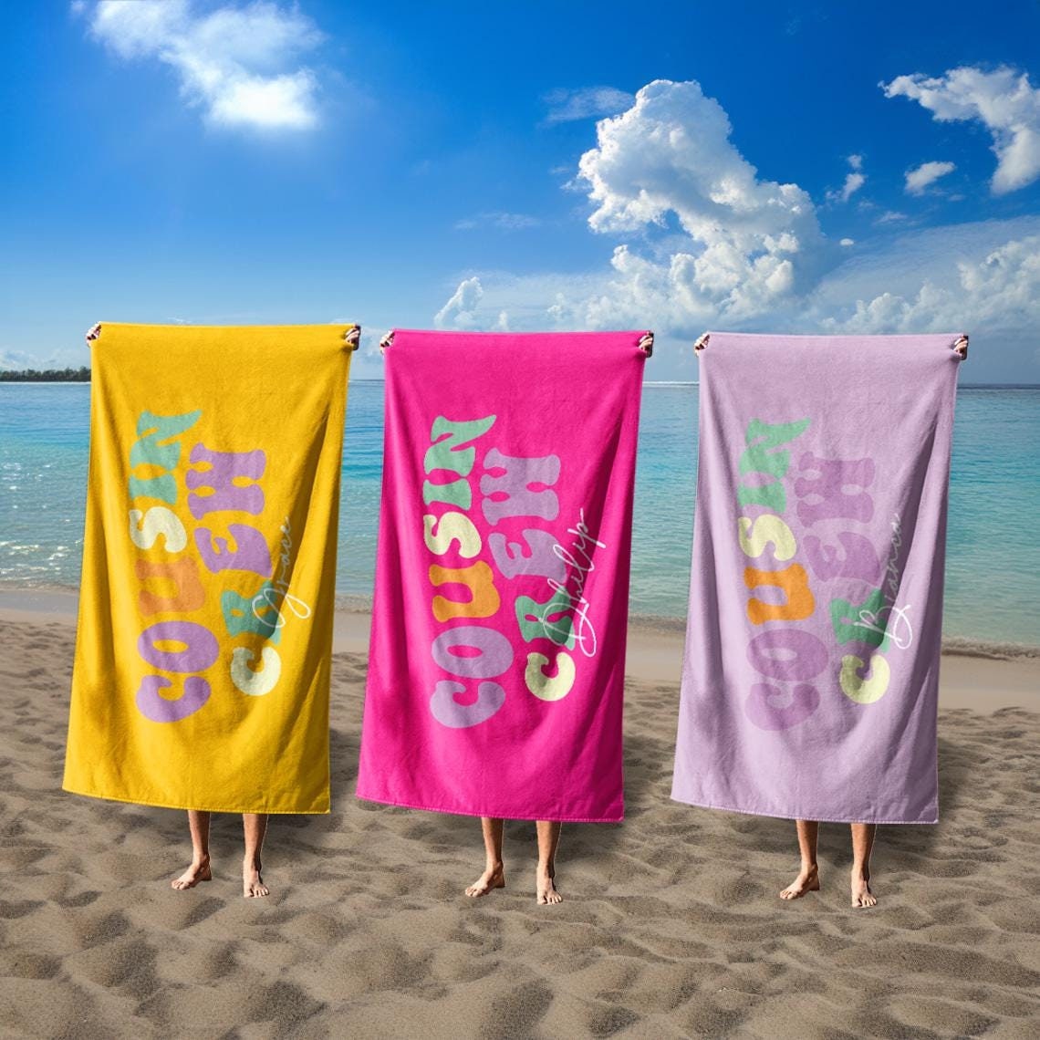 Personalized Cousin Crew Beach Towel
