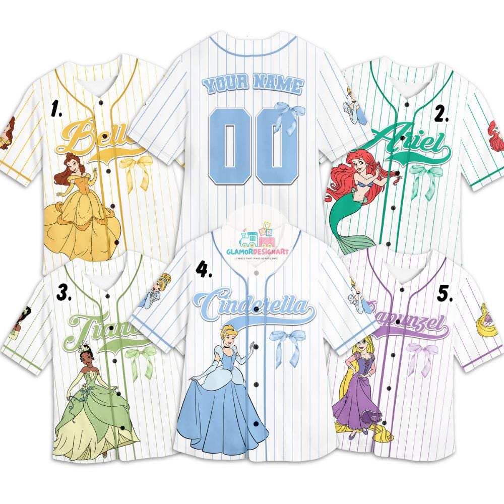 Personalized Disneyyy Princess Baseball Jersey, Custom Name Baseball Jersey