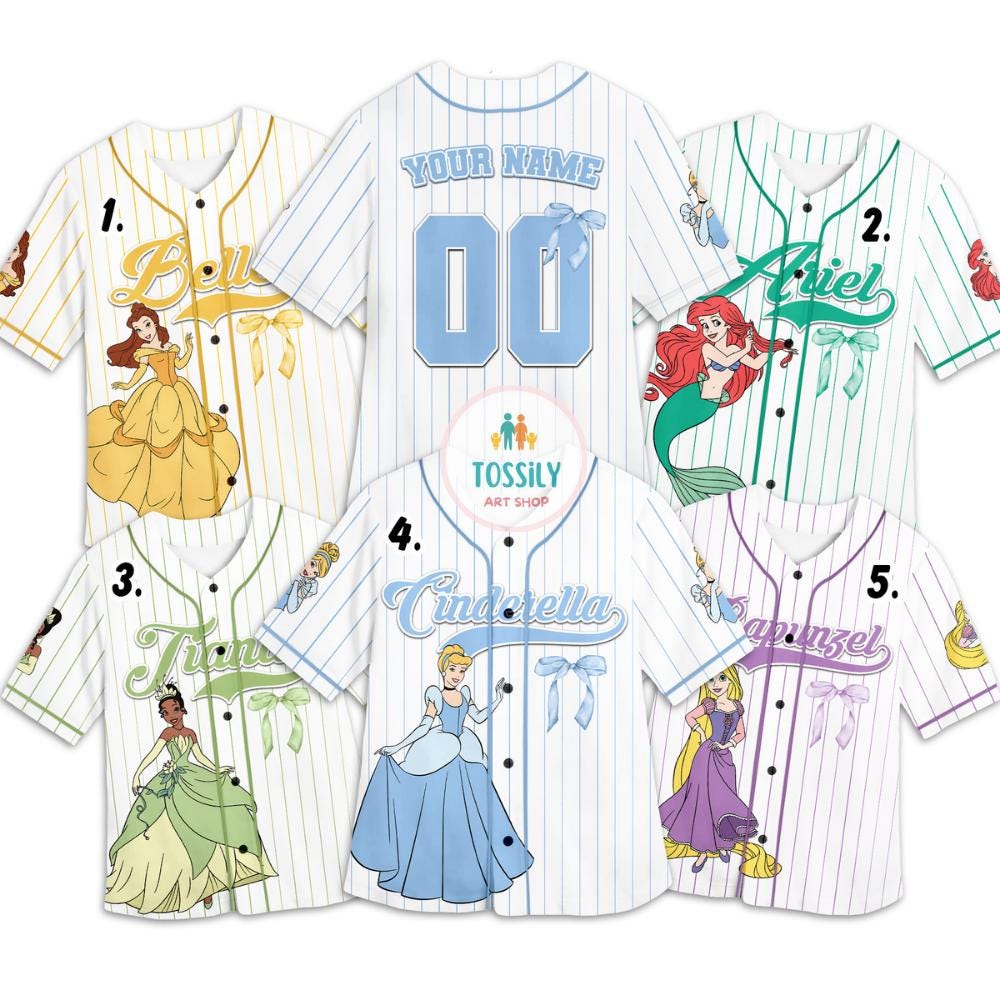 Personalized Disneyyy Princess Baseball Jersey, Custom Name Baseball Jersey