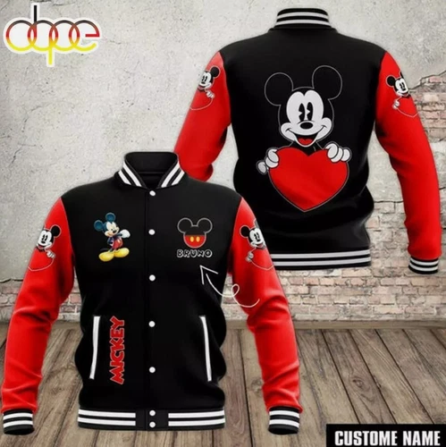 Personalized Walt Disneyy Mickeyy Mouse With Heart Gift For Fan Baseball Jacket
