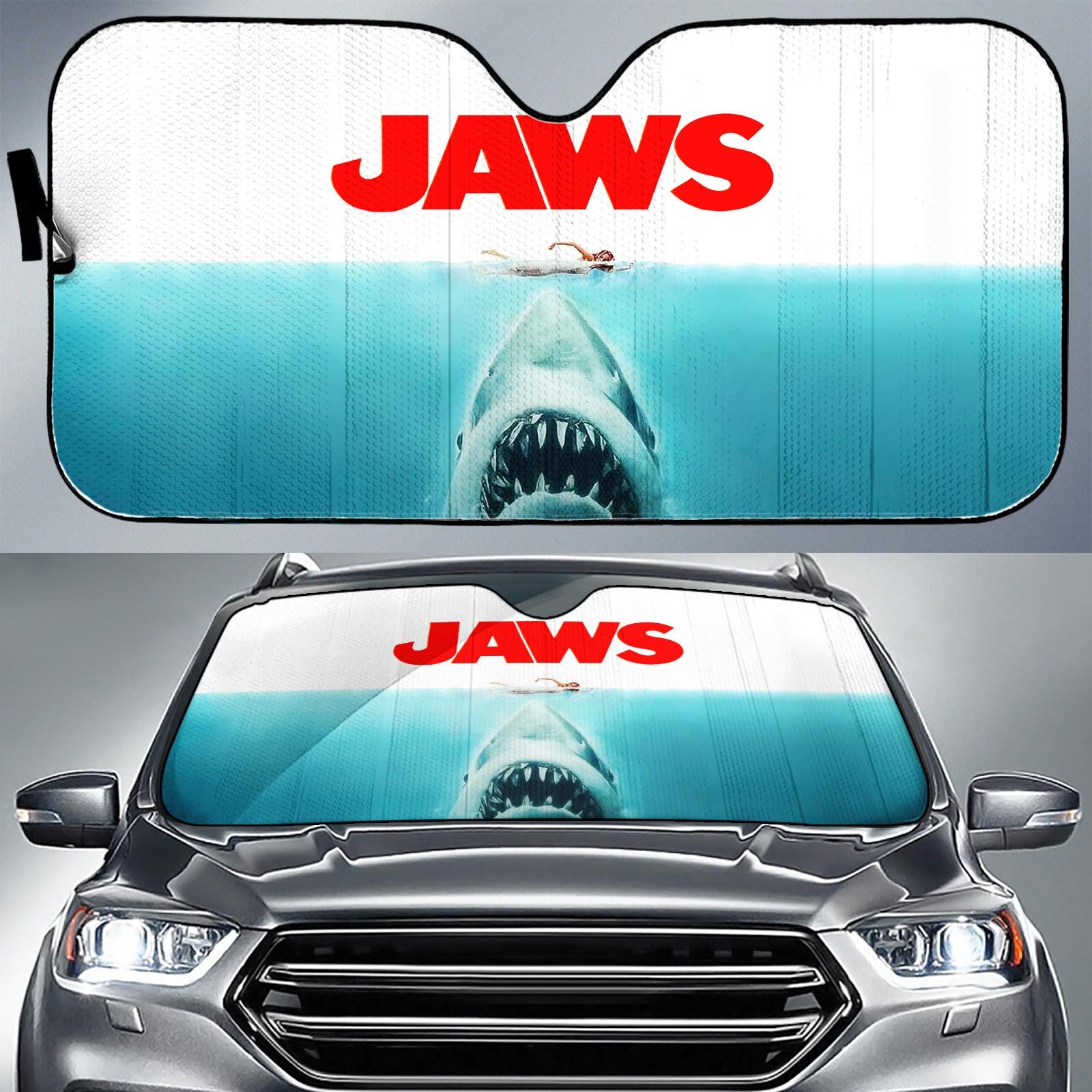 Jaws Car Sun Shade, Horror Movie Car Shades For Windshield, Shark Car Windshield Cover, Car Decoration, Sun Visor Car, Jaws Fan Gifts