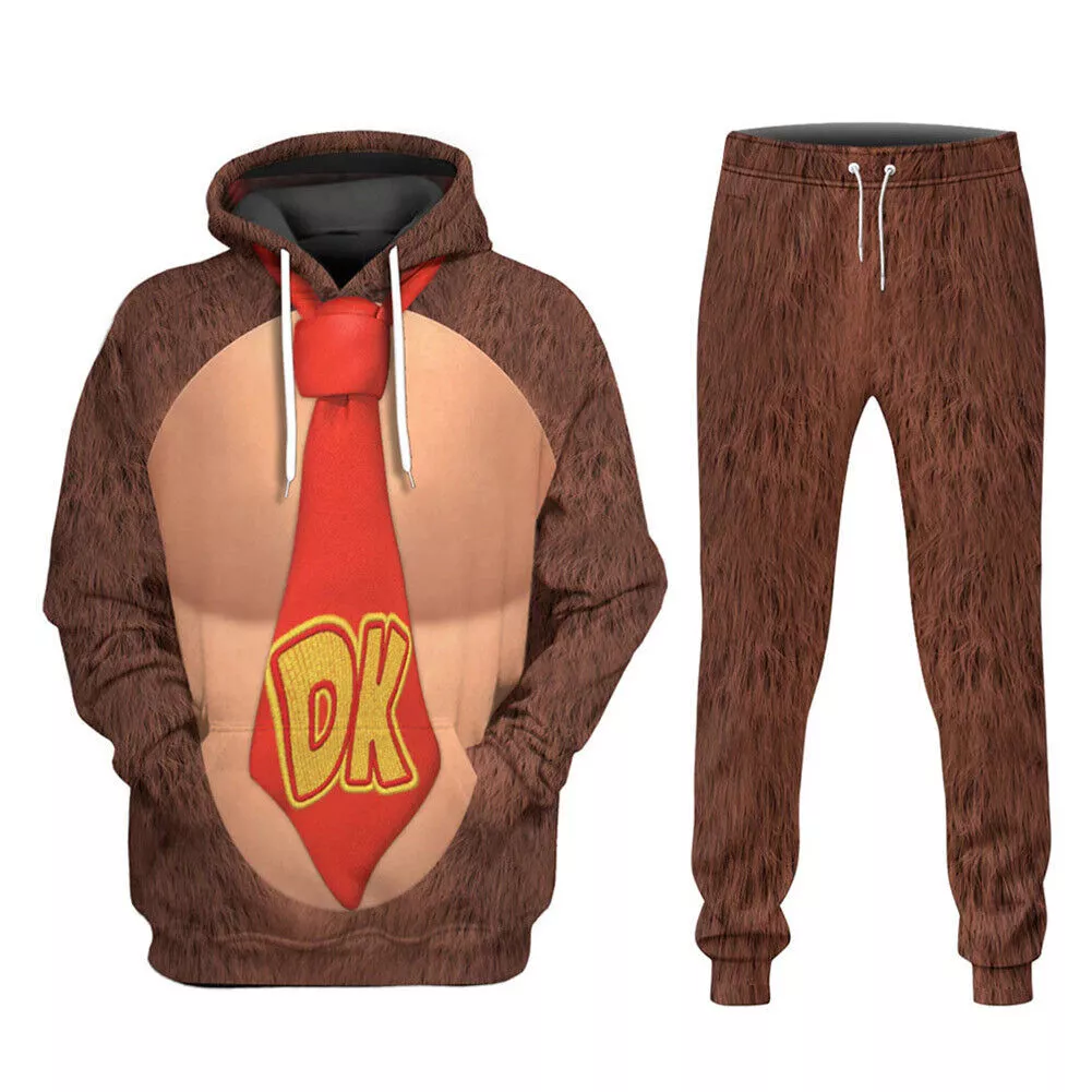 Mario Donkey Kong Cosplay Hoodie  Pants Print Joggers