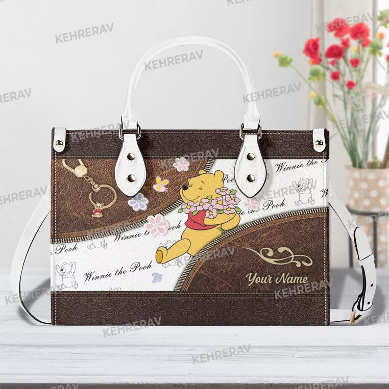 Personalized Winniee The Poohh Leather Handbag, Disneyyy Leather Handbag, Gift Woman