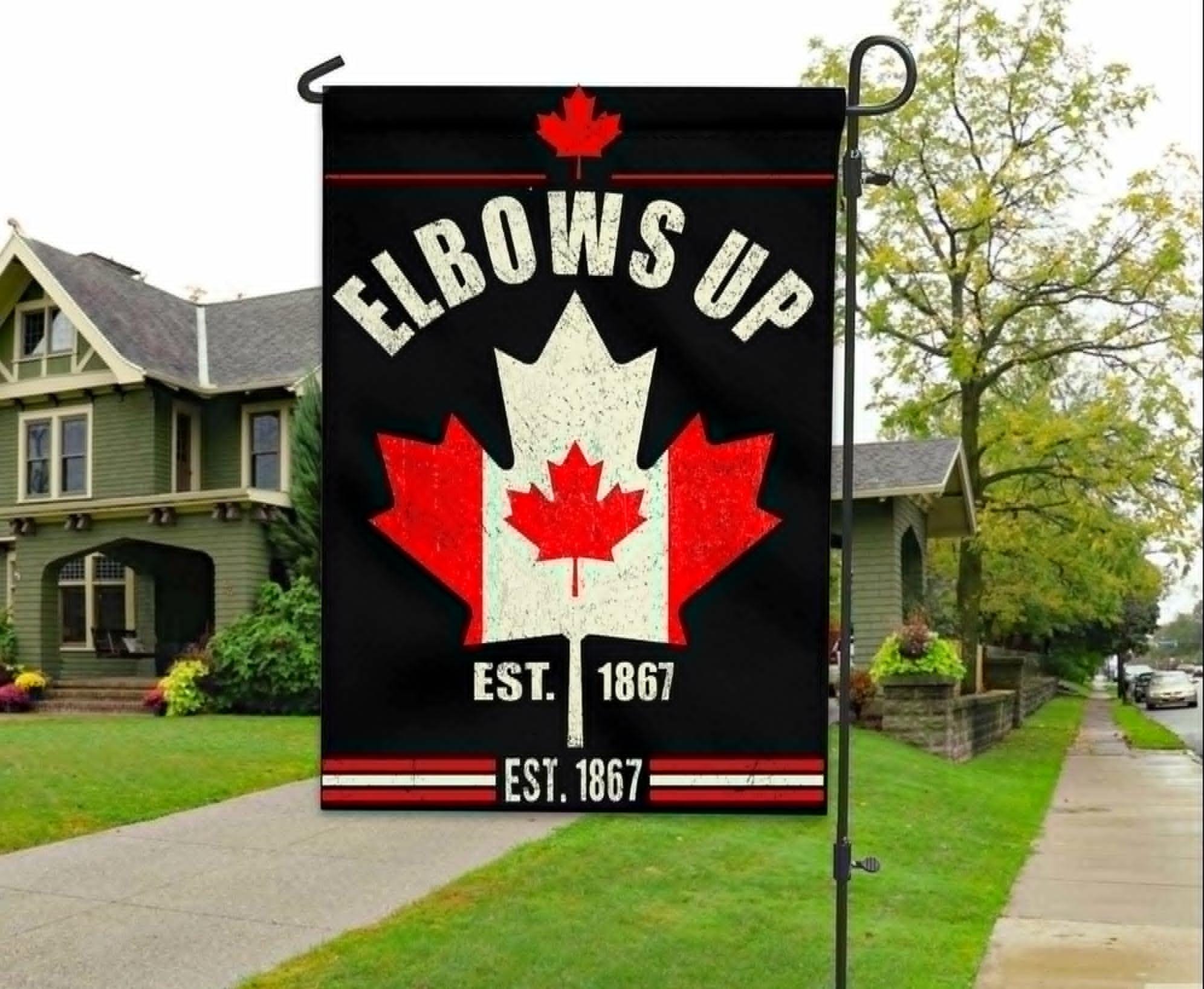 Elbows Up Canada 1867 Garden Flag, True North Strong And Free House Flag