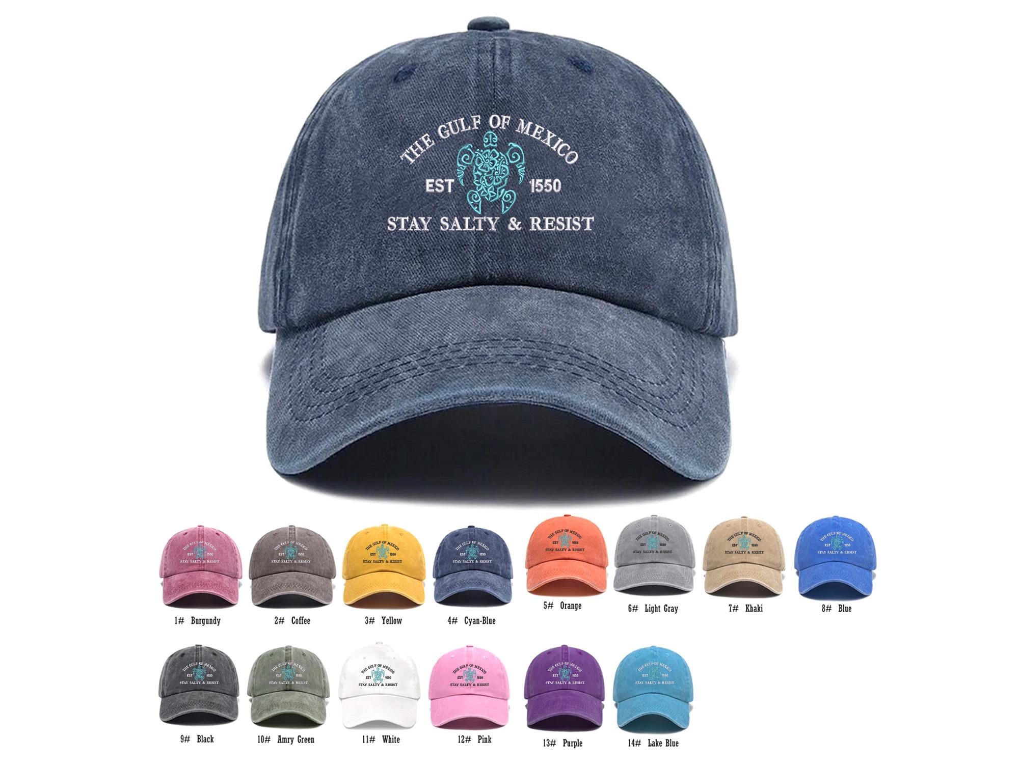 Stay Salty Resistance Hat, Gulf Of Mexico Embroidered Hat, Anti Trump Hat