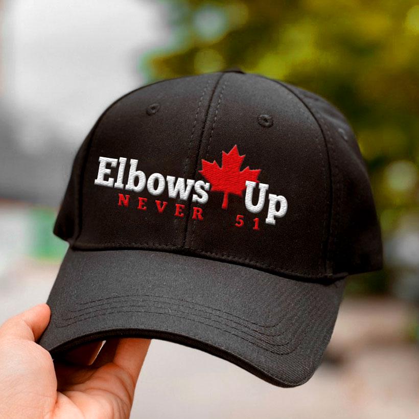 Elbows Up Canada Never 51 Embroidered Hat, Vintage Baseball Hat