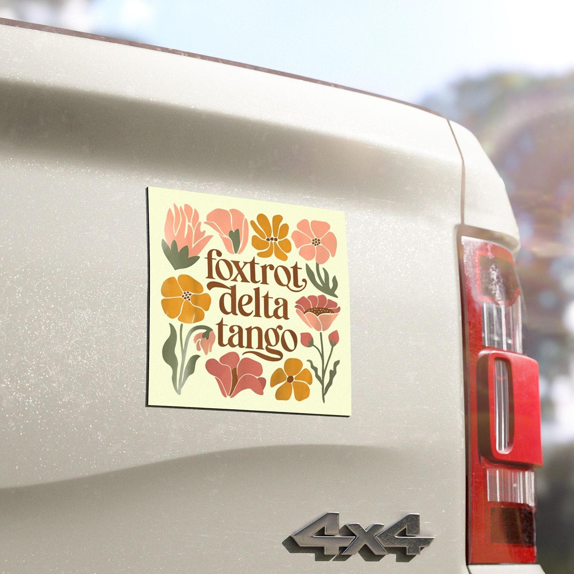 Floral Foxtrot Delta Tango Car Bumper Stickers , Flowers Fdt, Subtle Anti Trump Bumper Stickers